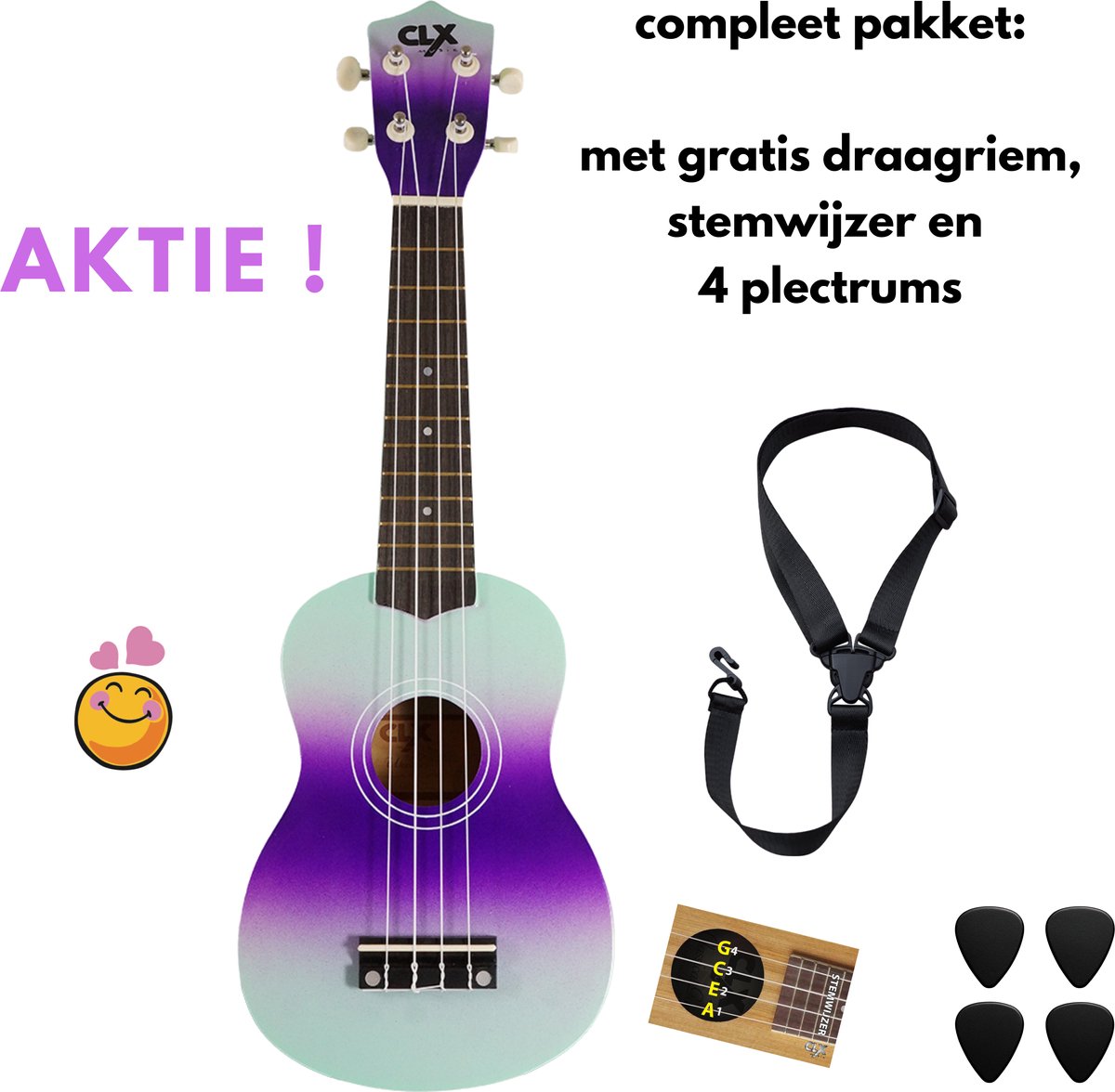 CLX DC 1 Ukelele pakket - inc. gratis accessoires