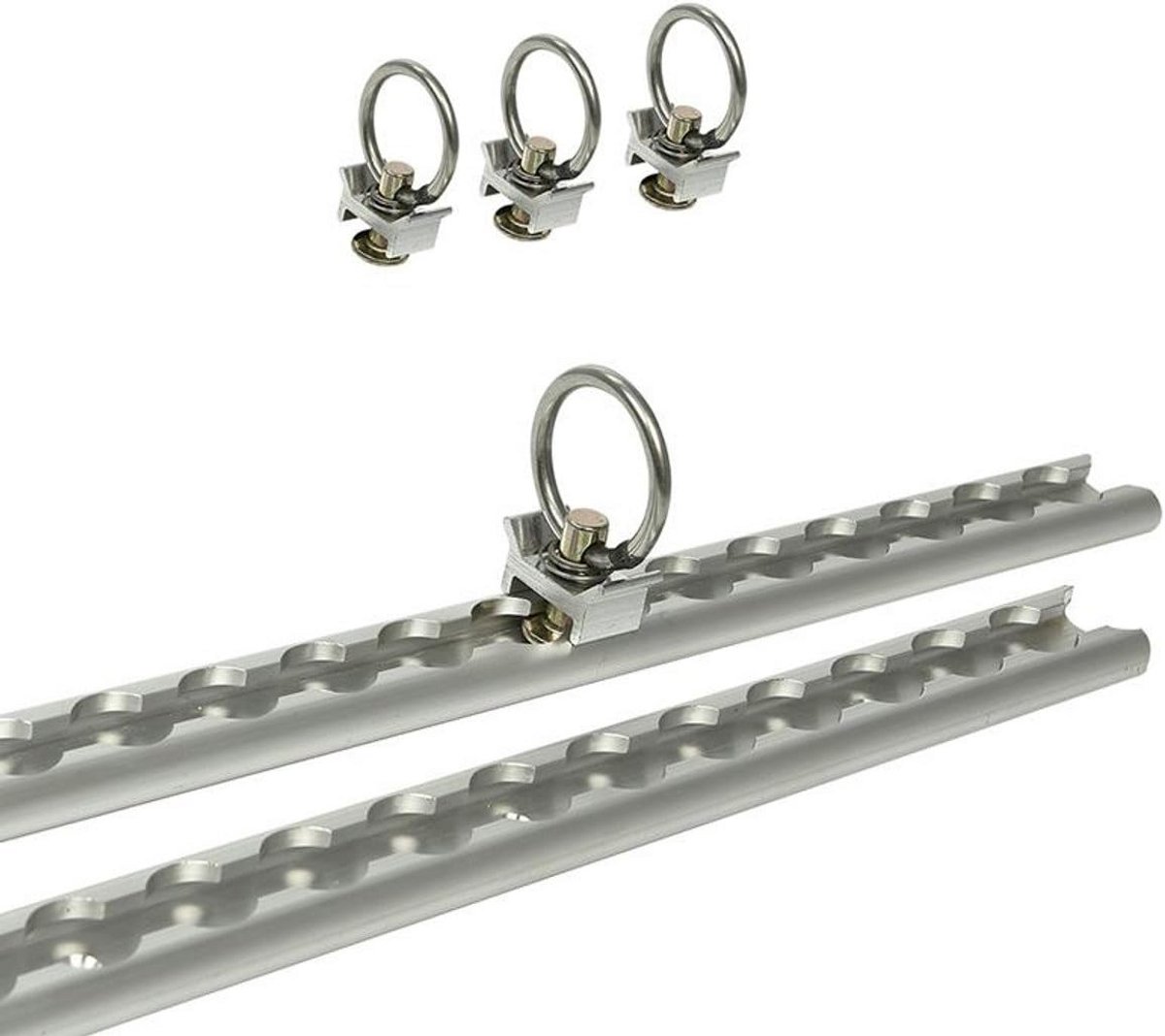 Set van 2 sjorrails 60 cm met 4 sjorogen