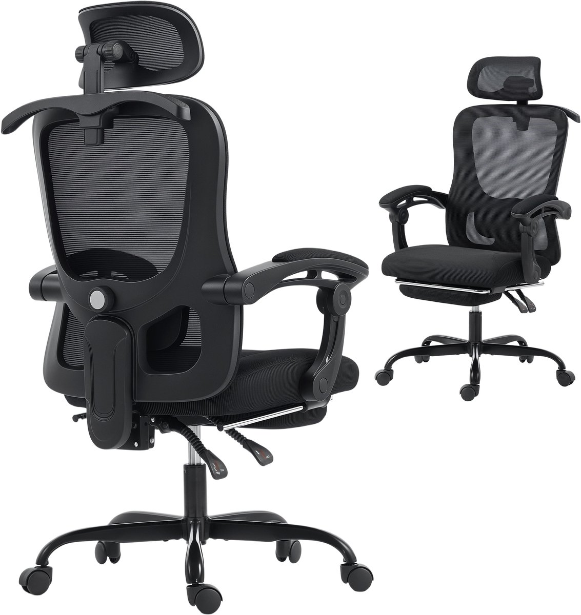 HOMCOM bureaustoel - mesh (100% polyester) - 64x64x124cm - zwart