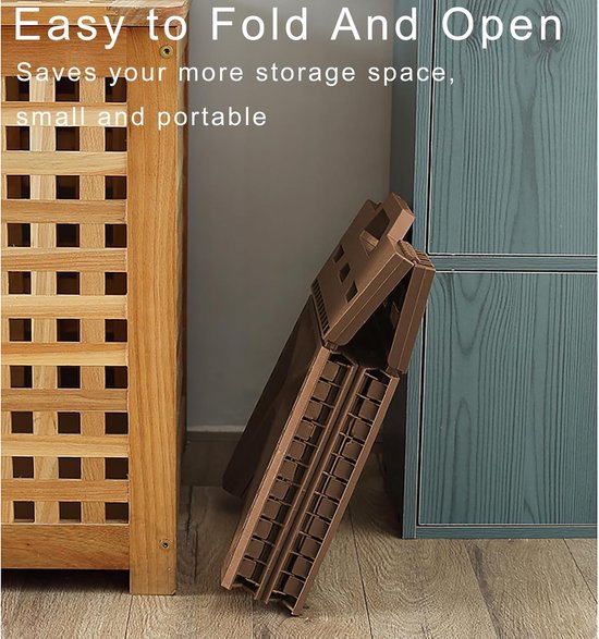 Opvouwbare Trapkruk 9" - Anti-Slip - Draagt 440 lbs - Ruimtebesparend - voor Keuken, Badkamer & Kamperen (Bruin) — afbeelding 3