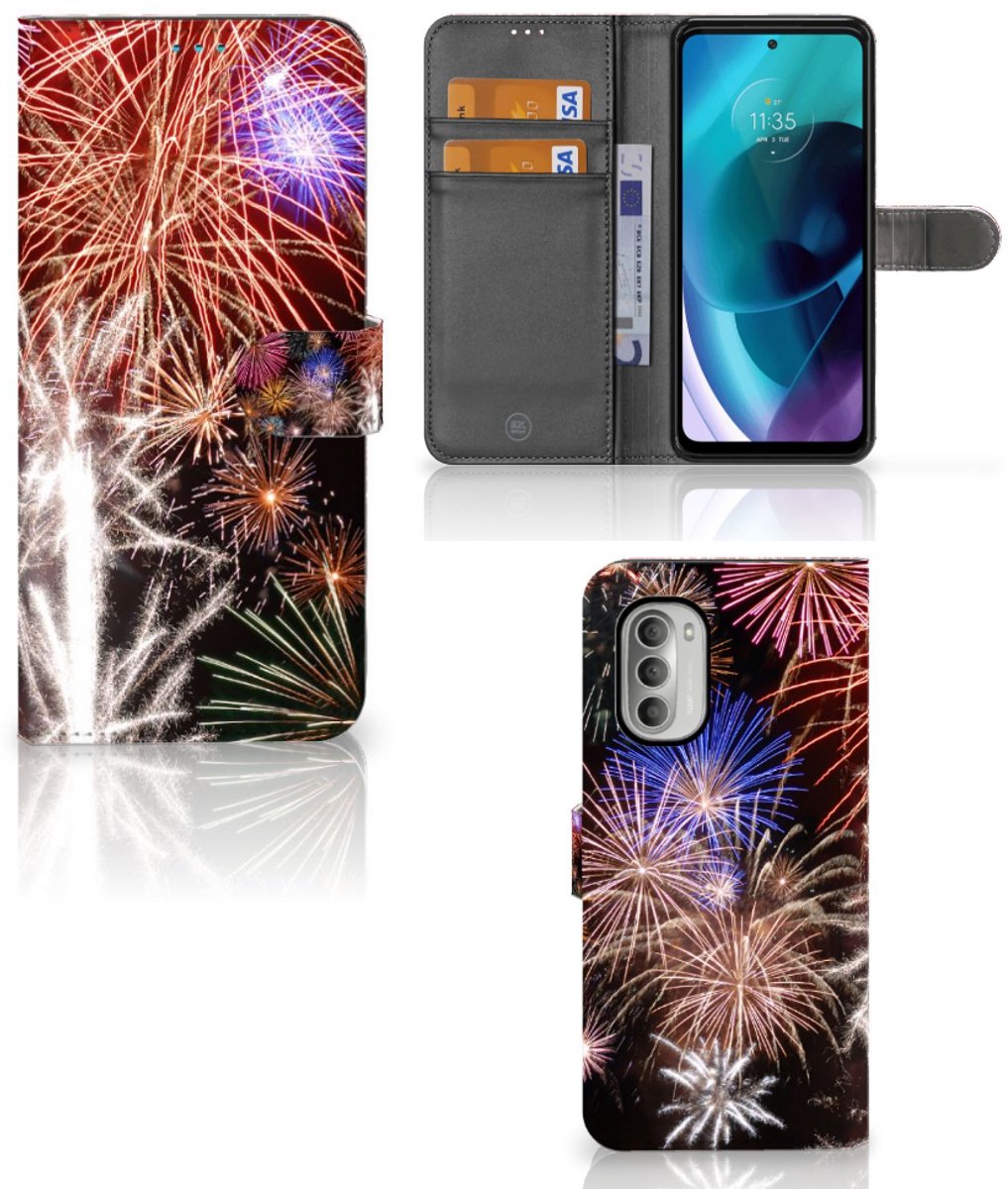 Motorola Moto G51 5G Wallet Case met Pasjes Vuurwerk