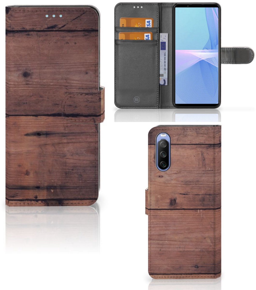Sony Xperia 10 III Book Style Case Old Wood