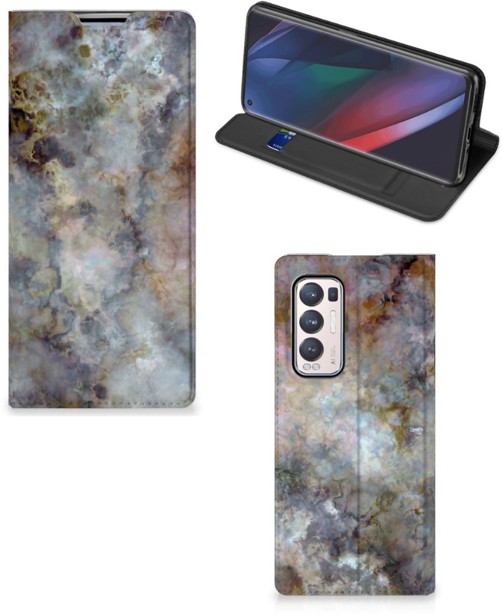 OPPO Find X3 Neo Standcase Marmer Grijs