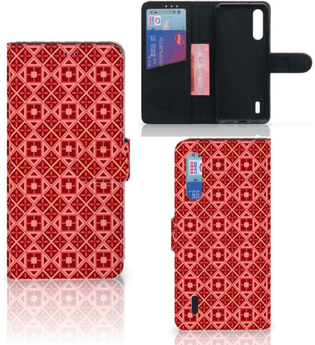 Boekhoesje voor Xiaomi Mi 9 Lite Telefoon Hoesje Batik Rood