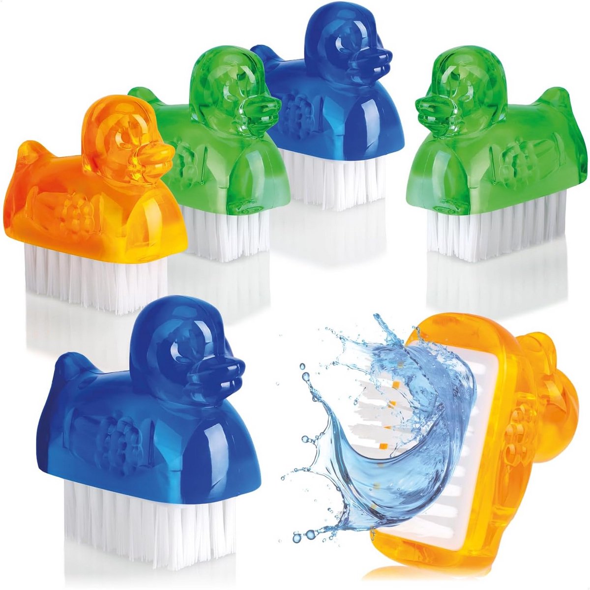 Mini handwasborstels in eendenmotief - 6x nagelborstels voor handen en nagels
