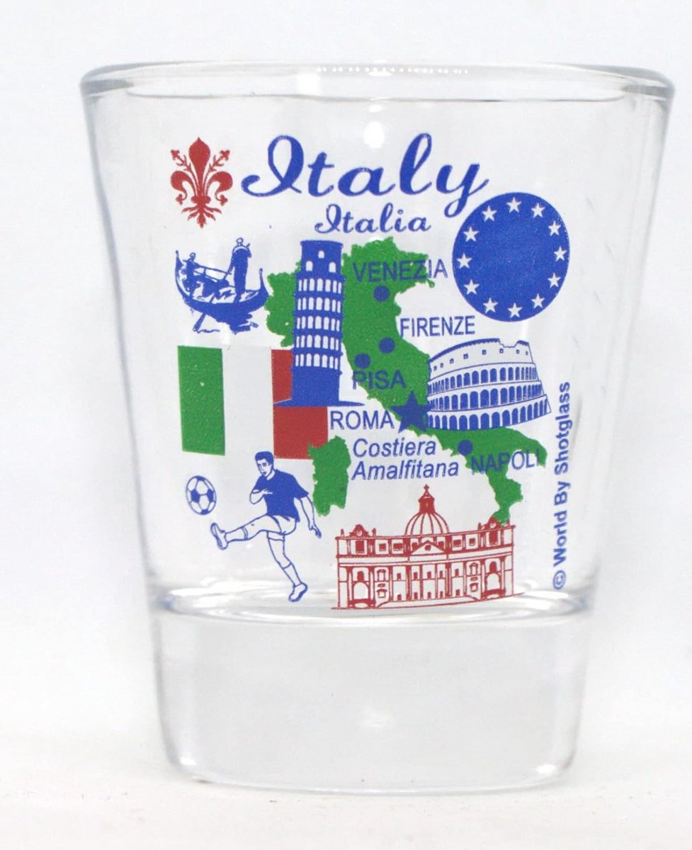 Souvenir Shot Glass met Bezienswaardigheden en Iconen van Italië