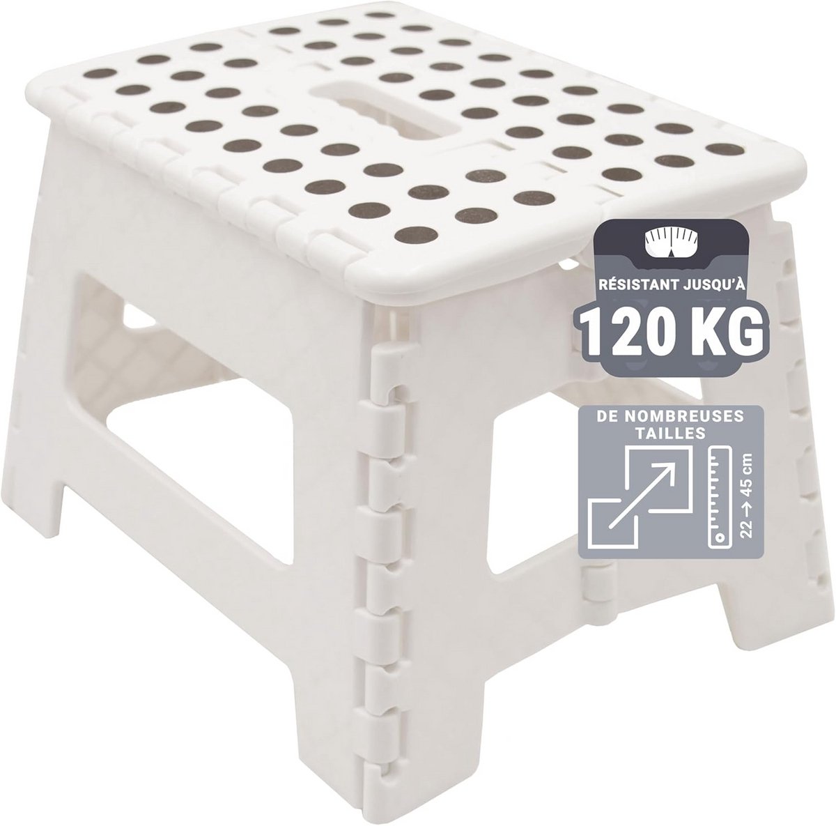 Opvouwbare Stapkruk 39 cm Hoog - Stabiel, Kunststof, Wit