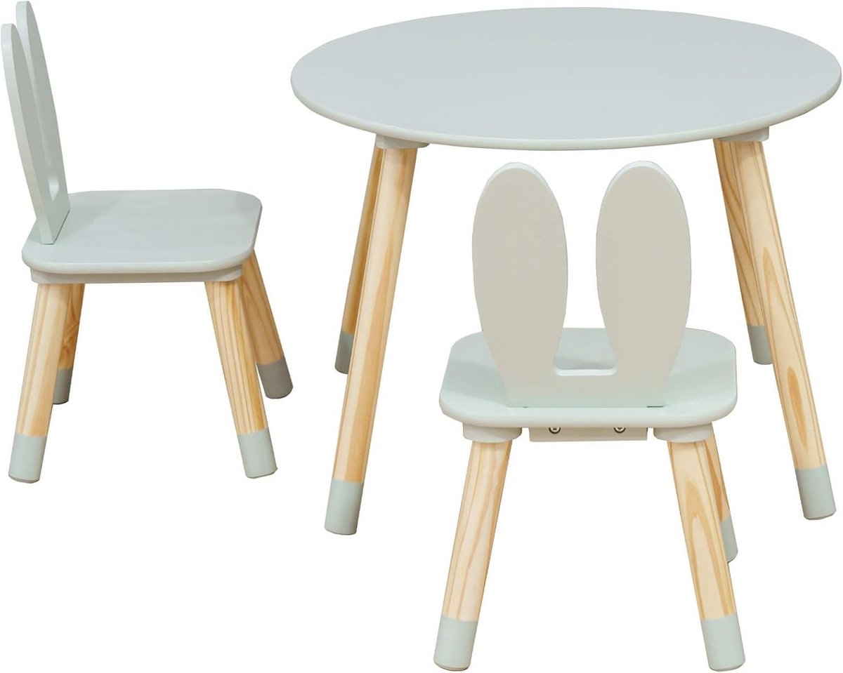 Set tafel met 2 kinderstoelen voor Montessori kinderkamer - ideaal voor spelen en leren - 44 x 60 cm tafel, 50 x 28 cm stoelen