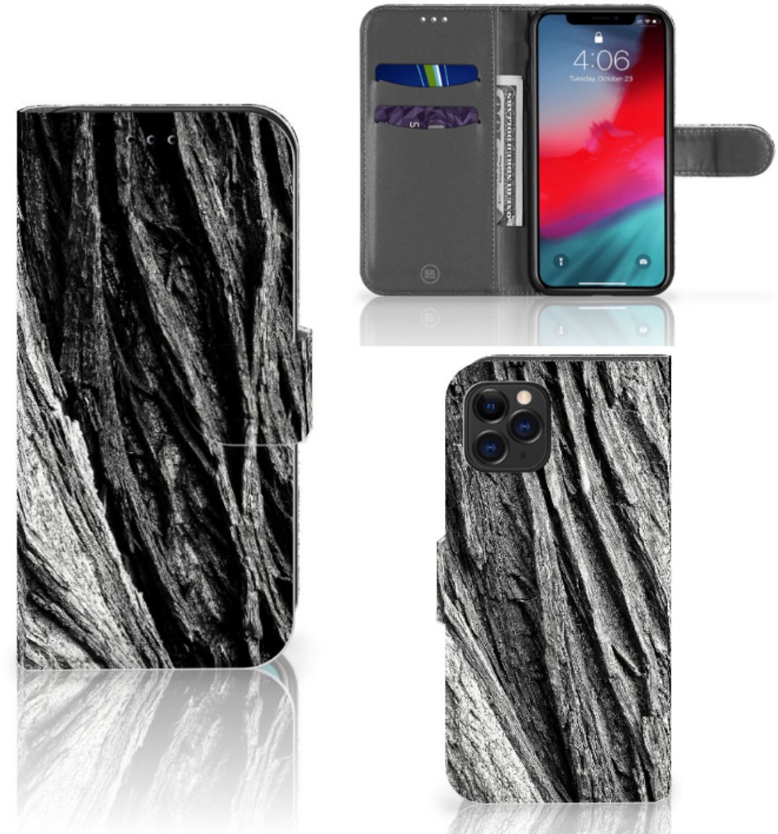 Boekhoesje voor Book Style Case Apple iPhone 11 Pro Boomschors Grijs