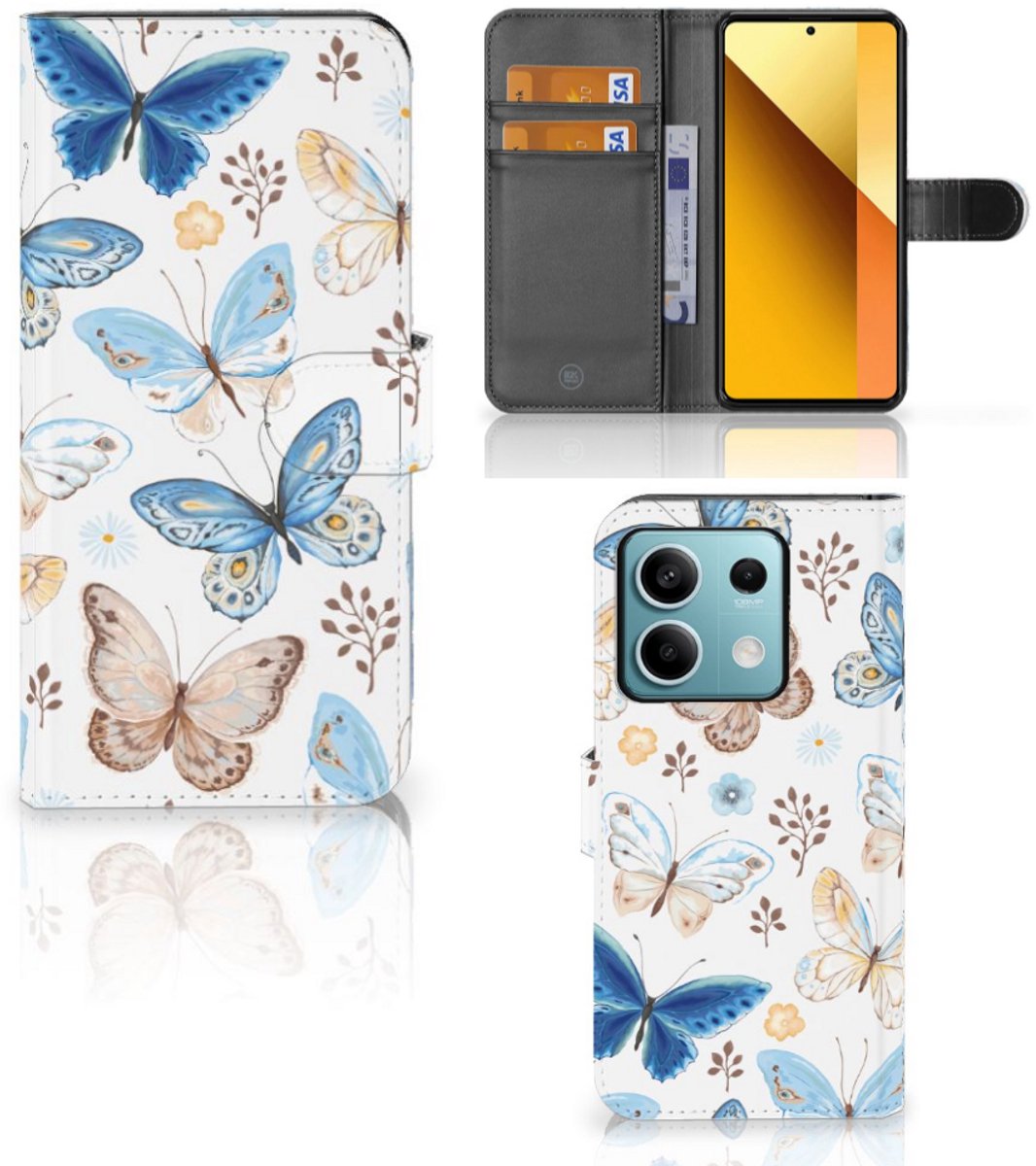 Telefoonhoesje met Pasjes voor Xiaomi Redmi Note 13 5G Vlinder