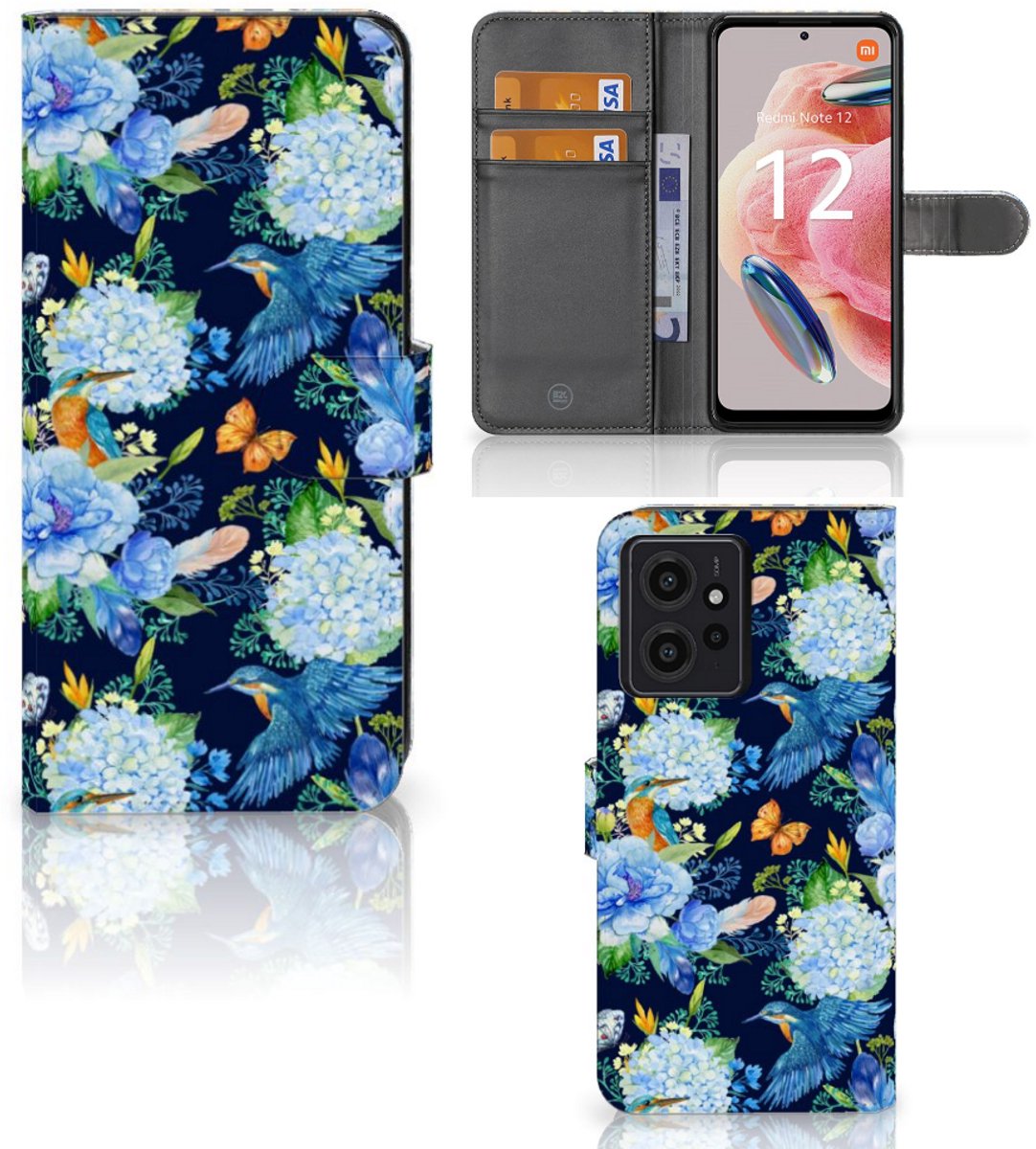 Telefoonhoesje met Pasjes voor Xiaomi Redmi Note 12 4G IJsvogel