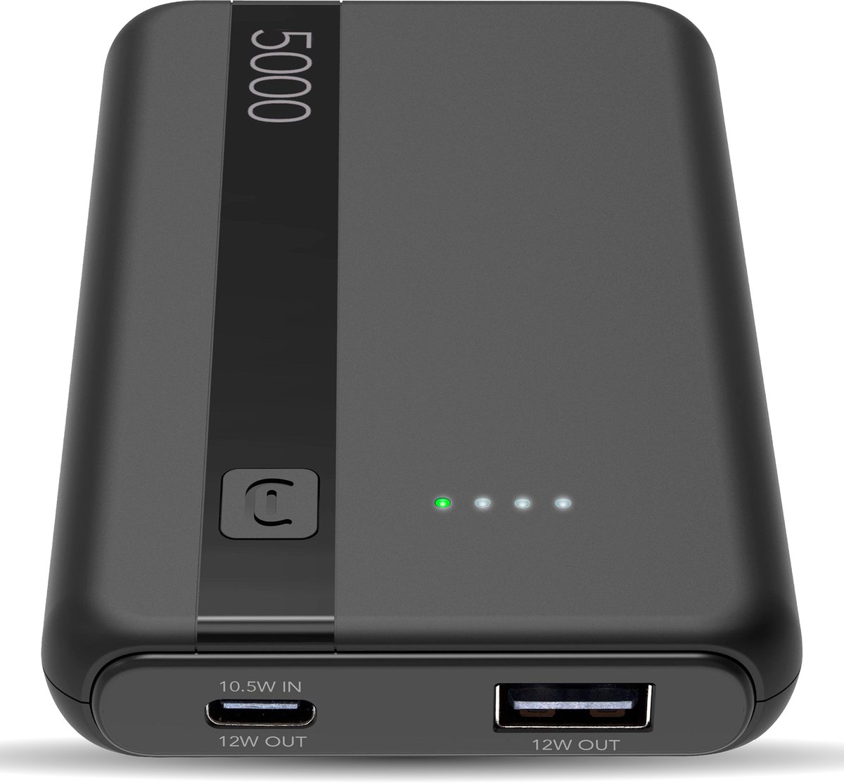 Cellularline Entry Powerbank 5000mAh - 12W USB-A - USB-C Input - Zwart