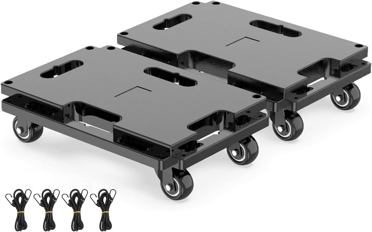 Transportrollenset 200kg Draagvermogen - Meubel Transportkar Koppelbaar - Verhuishulp Meubel - Transportwielen Zwart - 2 Pak