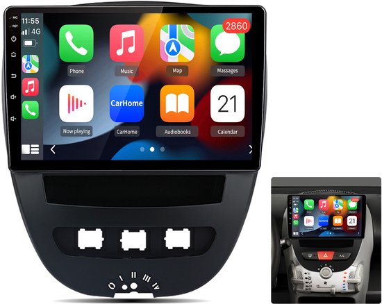 Junsun Android 15 CarPlay Autoradio Geschikt Voor Toyota Aygo Peugeot 107 Citroen C1 Accessoires, 2GB+64GB, Draadloze Andriod Auto, Bluetooth, GPS Multimedia Navigatiesystem, 10-inch Touchscreen, WiFi, USB, RDS, DAB+, DSP, FM, Quad-core processor