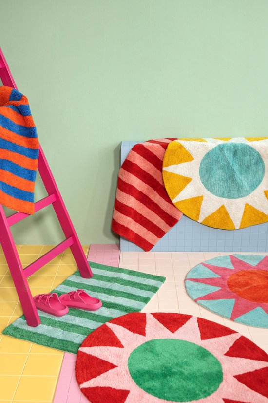 Kitsch Kitchen badmat gestreept roze/rood