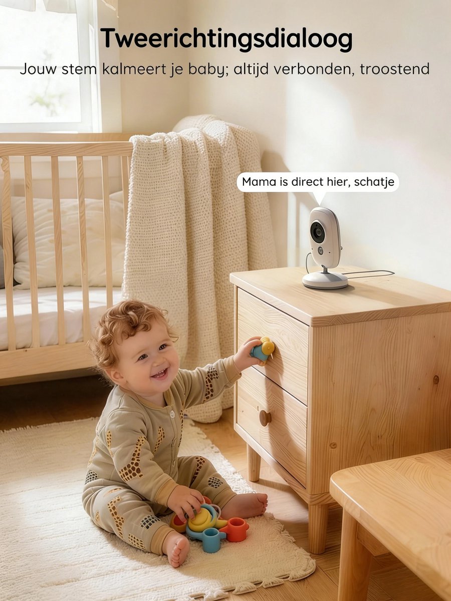 BOIFUN Babyfoon met Camera HD - Nachtzicht 4 Inch Scherm - afbeelding 2