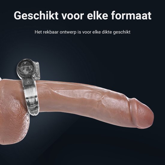 Transparante cockring met noppen op een penis.