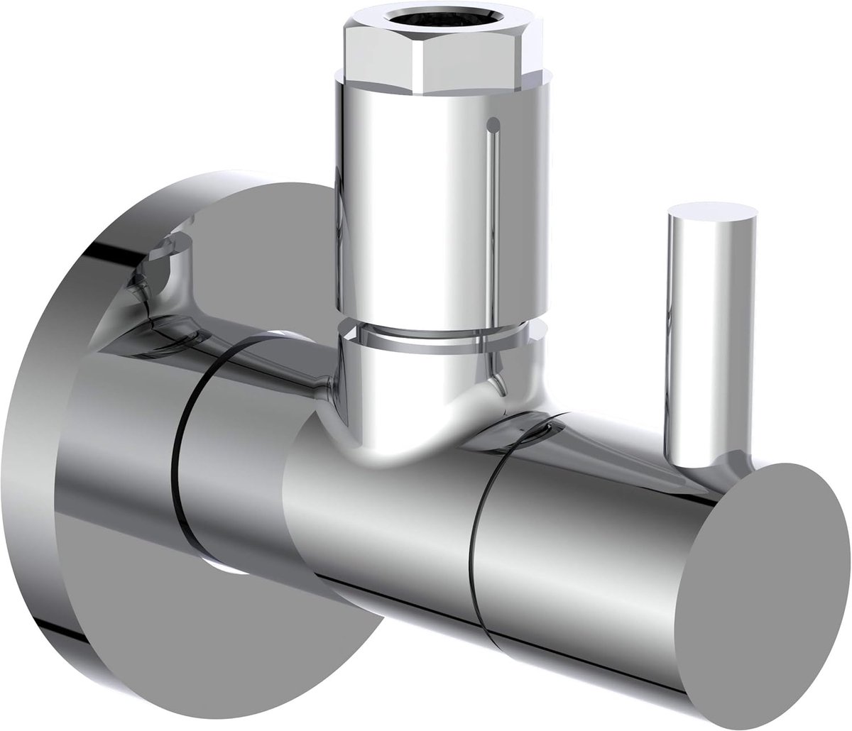 Hoekventiel met snelsluiting voor koud- en warmwaterleidingen - chroom