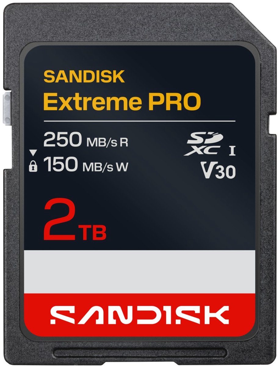 Sandisk 2TB SDXC Extreme Pro UHS-I U3 V30 250MB/s (2024) geheugenkaart