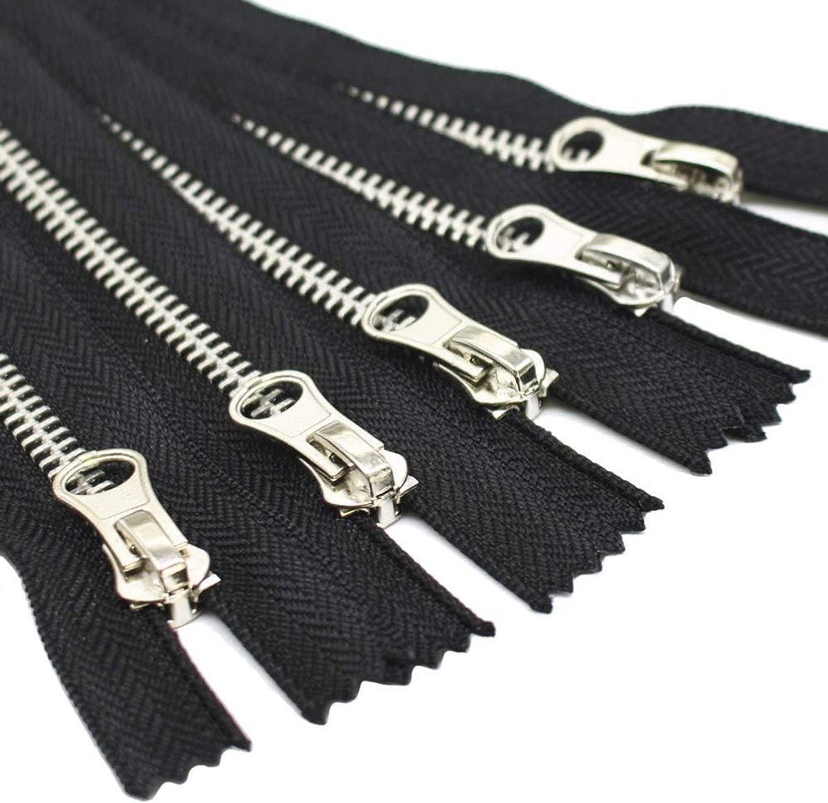 Set van 5 Metalen Ritssluitingen - 15 cm, 5 mm, Niet Scheidbaar voor Doe-Het-Zelf Naaitassen