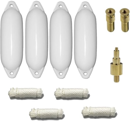 Ensemble de 4 avec pare-chocs Majoni Star 45 incl. conduites de pare-battage, 2 vannes de rechange, 1 adaptateur de vanne - blanc, 70 x 24 cm