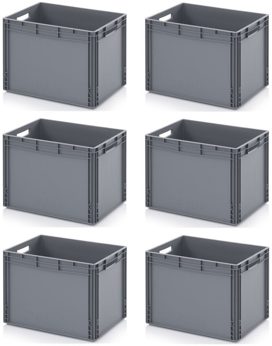 6x Eurocontainers 60x40x42 cm met gratis duimstok set