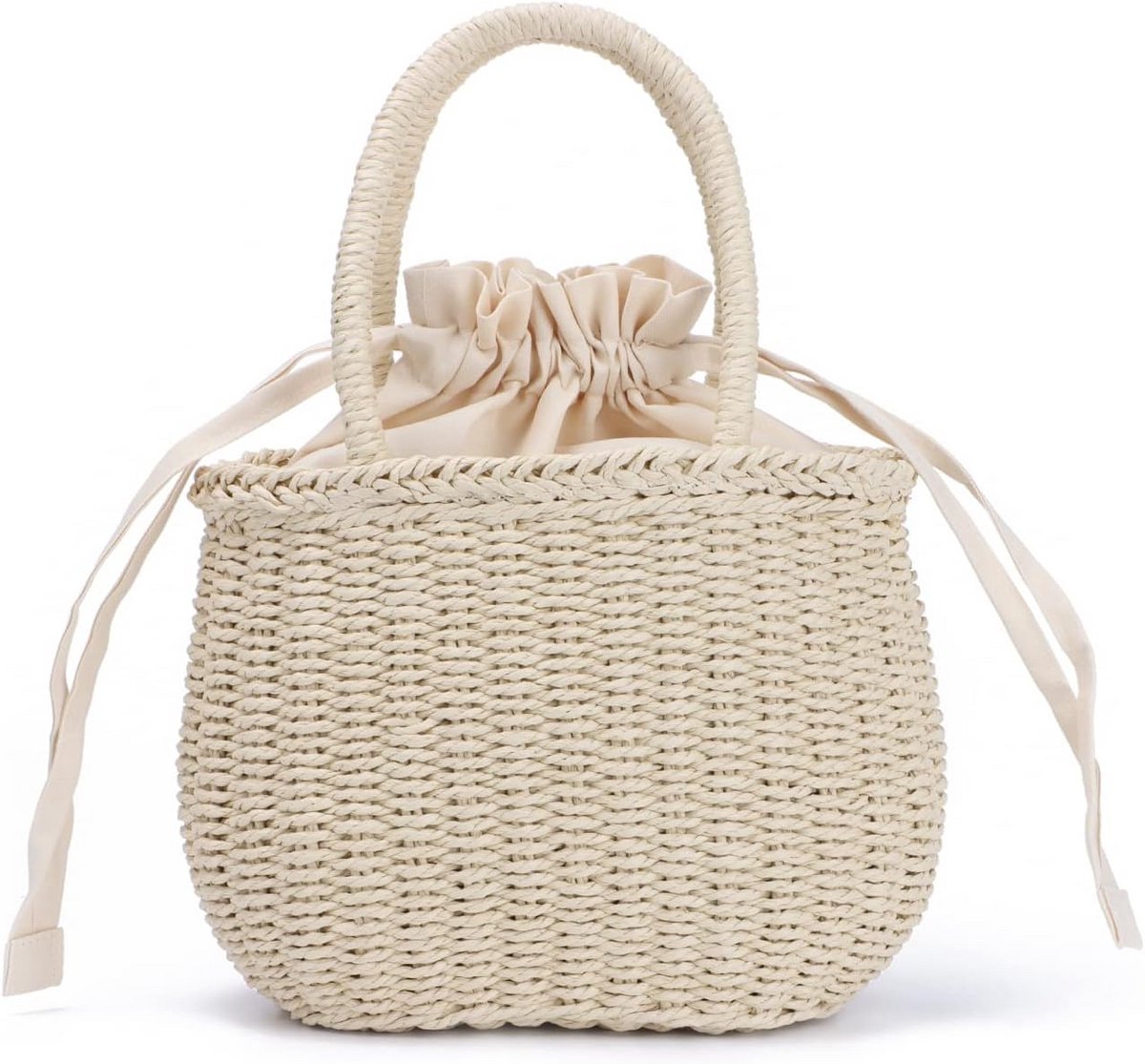 Stro Clutch Dames - Gevlochten Tote Tas voor Zomergebruik - Beige 27x18x12 cm