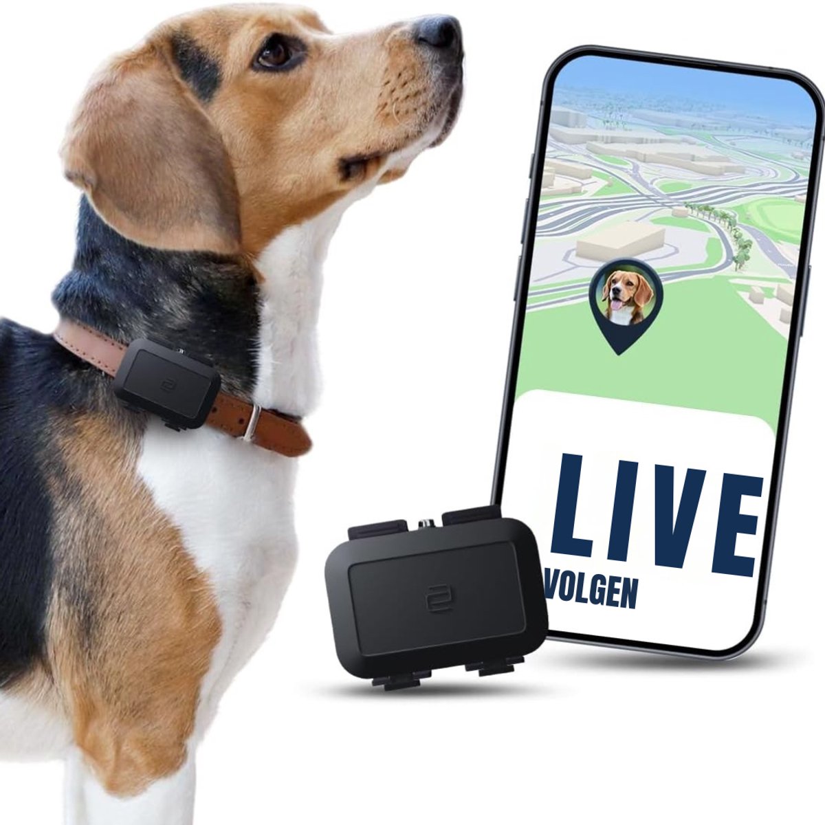 DYNA® GPS Tracker hond - GPS Tracker - GPS Trackers - Zwart - ‎ ‎6cm x 4cm x 2cm