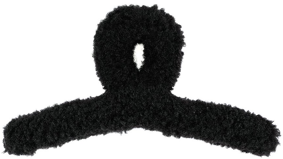 YWG - Fluffy teddy haarclip - Zwart - 15 cm