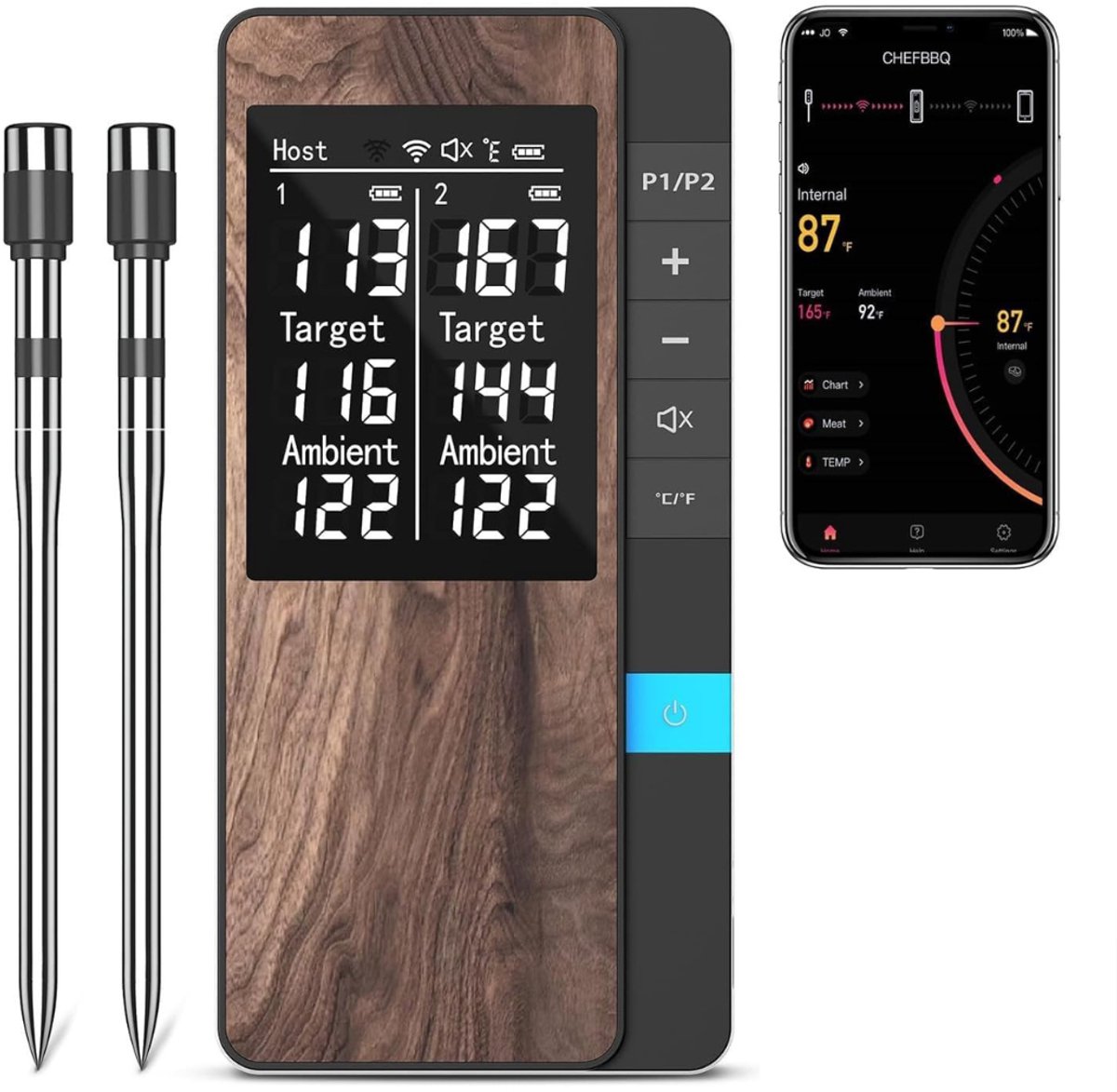 CLVP® Vleesthermometer Draadloos - kerntemperatuurmeter Bluetooth - BBQ Accessoires