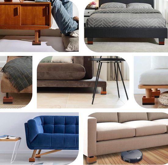 Meubelverhogers 1,5 cm - Zware Meubellift voor Bed, Bank en Tafel - 4 Stuks Bruin van Merkloos — afbeelding 3