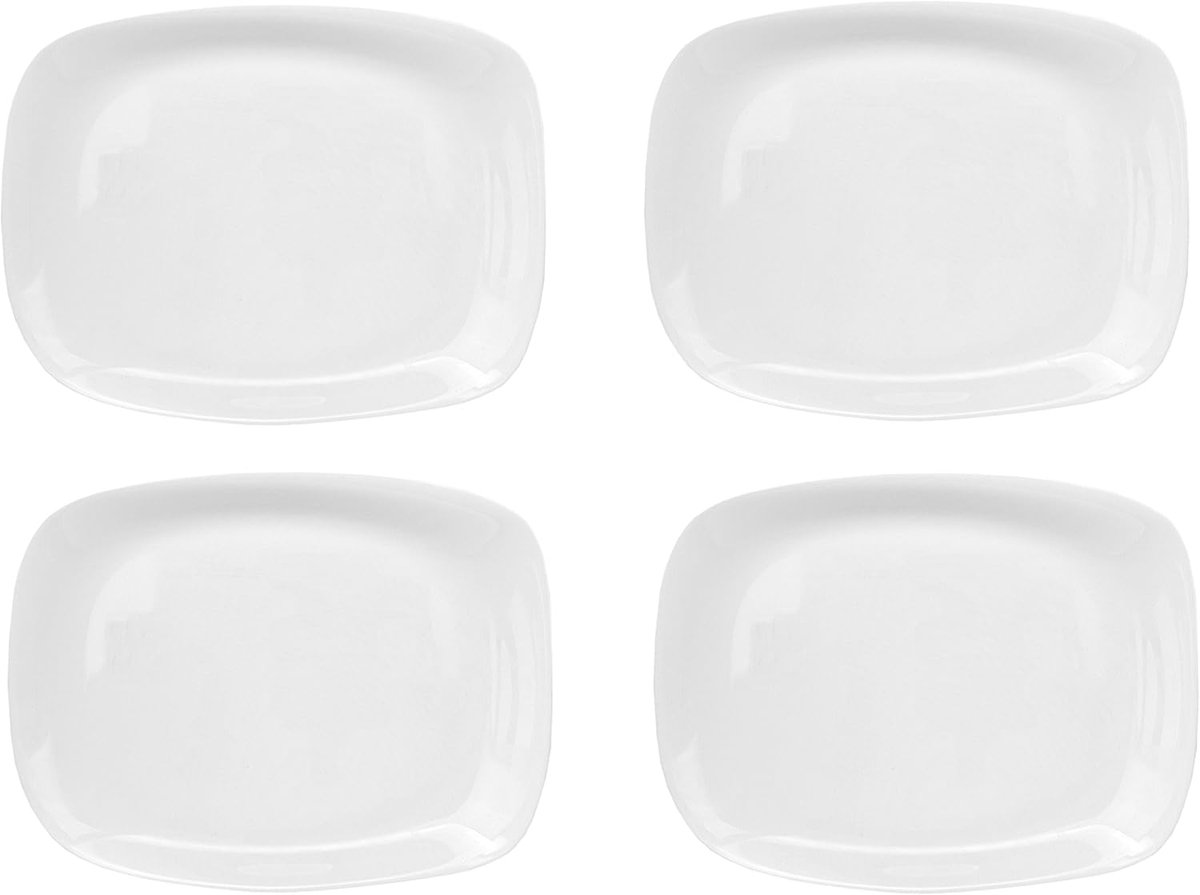 Set van 4 rechthoekige serveerborden van opaalglas - Tijdloos elegant ontwerp