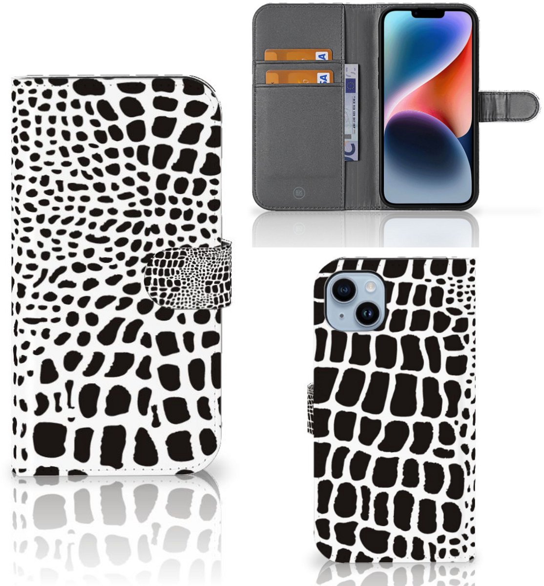 iPhone 15 Plus Telefoonhoesje met Pasjes Slangenprint