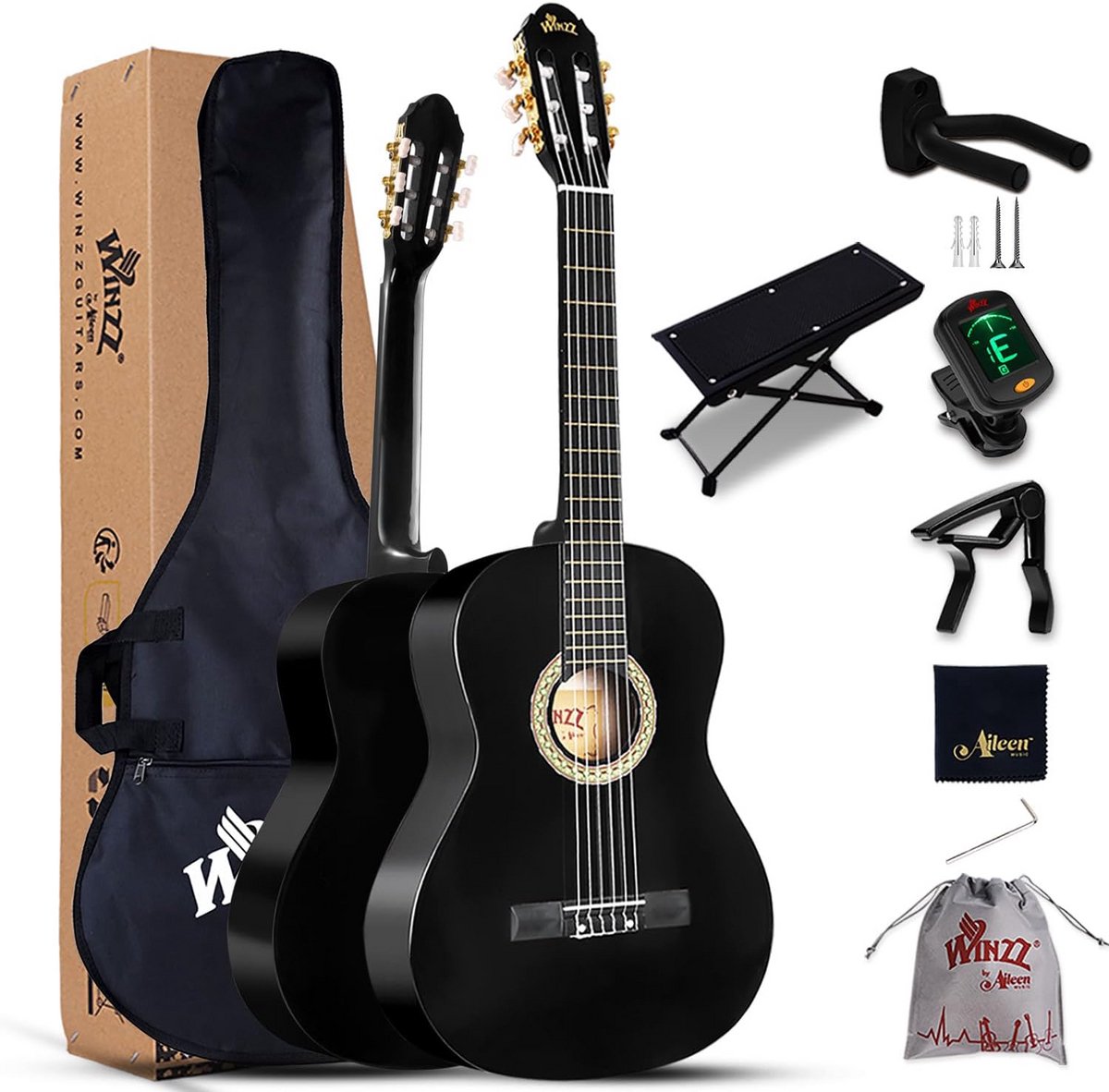 Klassieke Gitaar Volledige Maat Nylon-Snaren Beginnersset met Accessoires