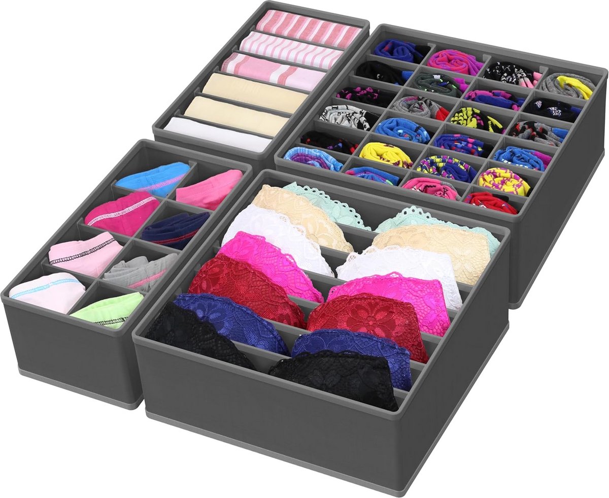 Ondergoed Organizer Lade Verdeler 4 Set - Donkergrijs