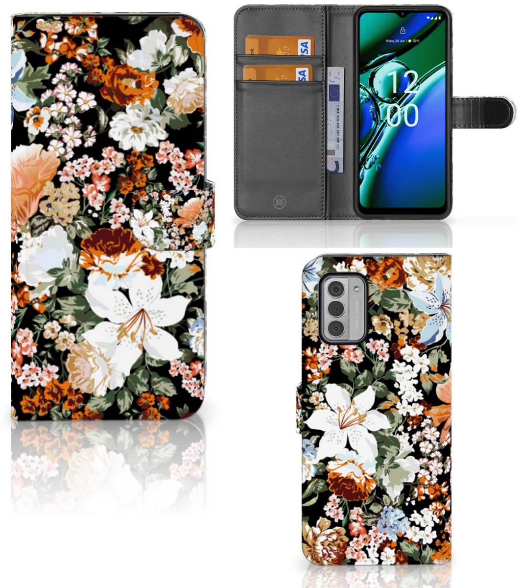 Book Case voor Hoesje voor Nokia G42 Dark Flowers