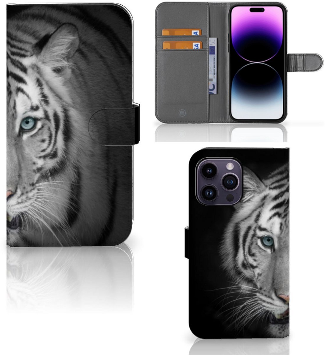 iPhone 15 Pro Max Telefoonhoesje met Pasjes Tijger