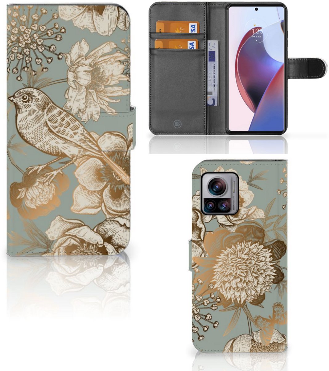 Hoesje voor Motorola Edge 30 Ultra Vintage Bird Flowers