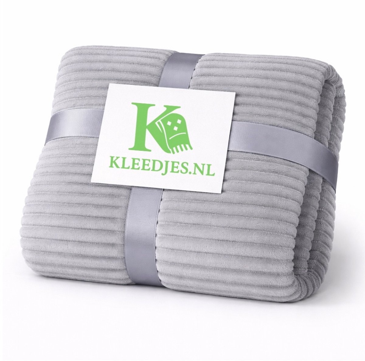 Strepen fleece deken 150x200 cm – Comfortabel & zacht – Voor bank en bed – Lichtgrijs