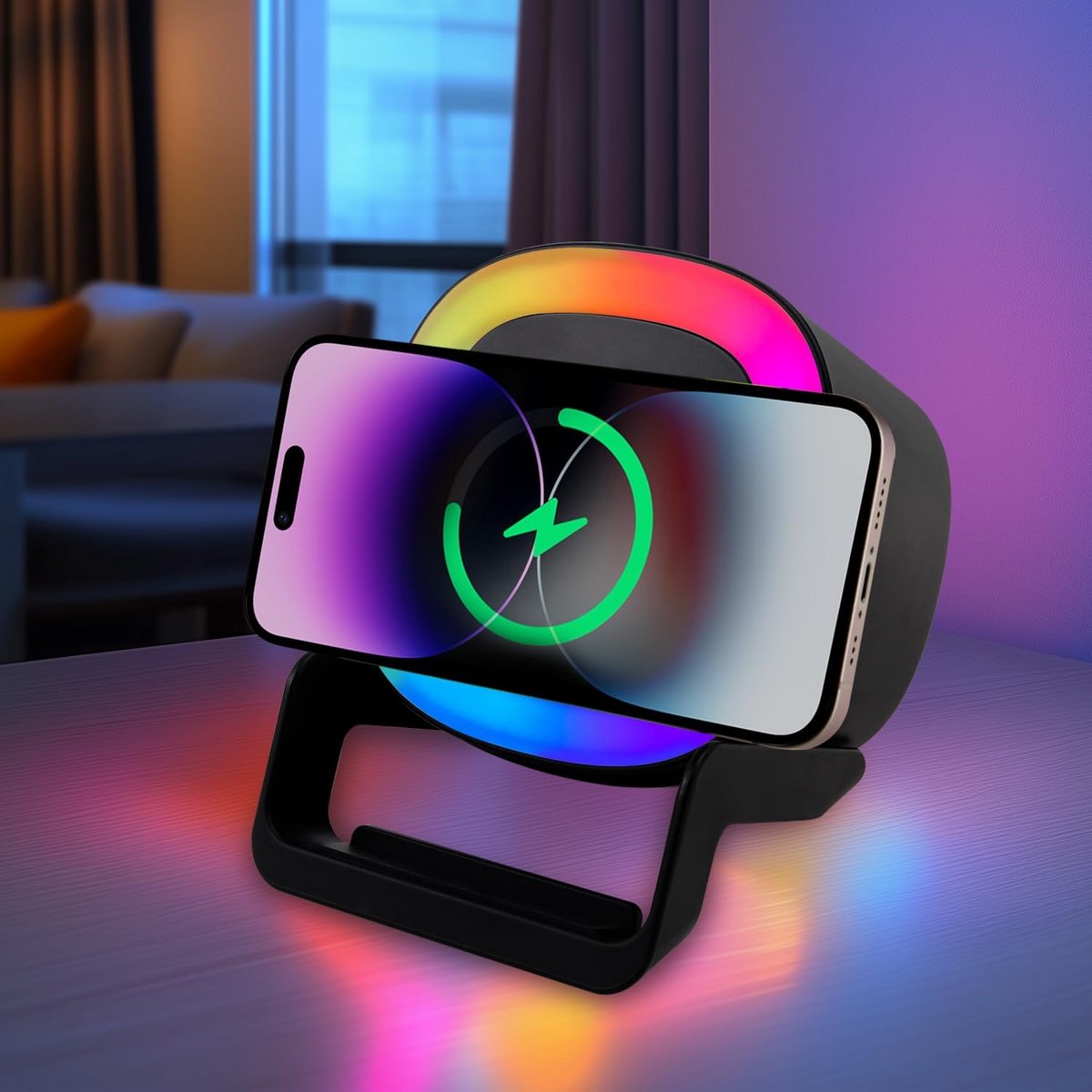 Dimbare Bluetooth-luidspreker met nachtlampje en draadloze oplader - Multifunctioneel design voor thuis en onderweg