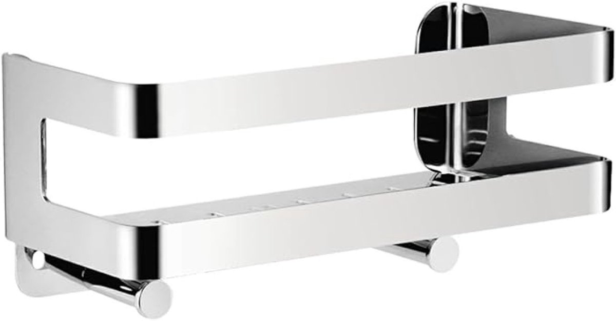 SnelShoppen - RVS Doucheplank Wandmontage - Doucherek met Haken - Bathroom Organizer voor Badkamer, Keuken, Toilet, Hotel - Zilver 20cm