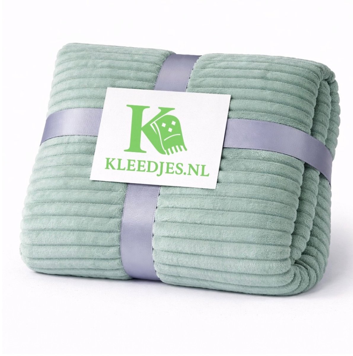 Strepen fleece deken 150x200 cm – Comfortabel & zacht – Voor bank en bed – Lichtgroen