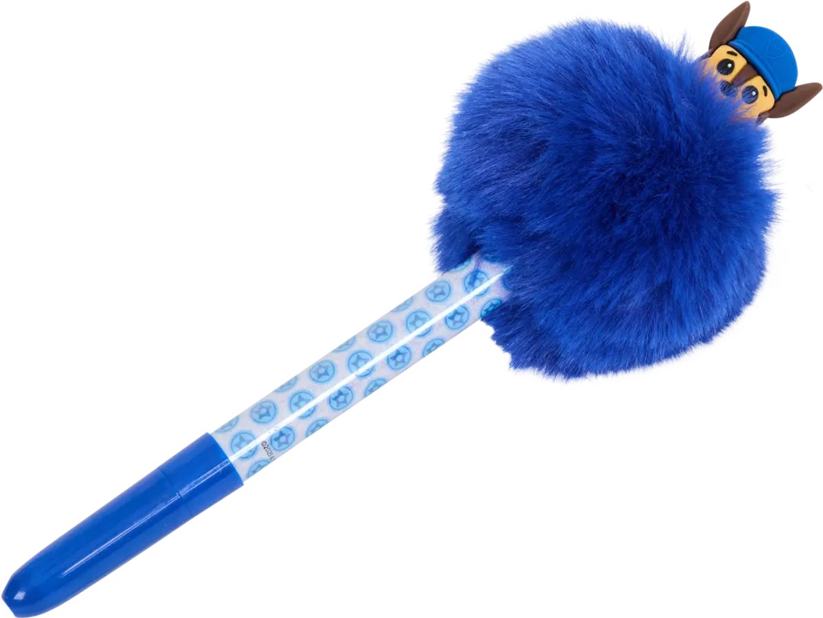 Disney pompom pen - Paw Patrol - Chase - blauw - zacht fluffy balpen - kids 3+