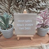 Robuust wenstegeltje “oost west thuis poept het best” – Tegeltjes met tekst – Humor - Wc – Cadeau – Humor tegeltje - Incl Standaard – CreaCraft
