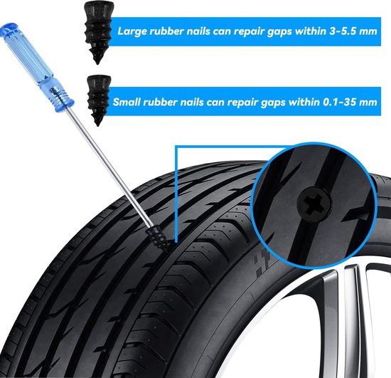 Reparatieset voor Banden - 80 Stukken, Inclusief Rubber Nagels en Schroevendraaiers — afbeelding 2