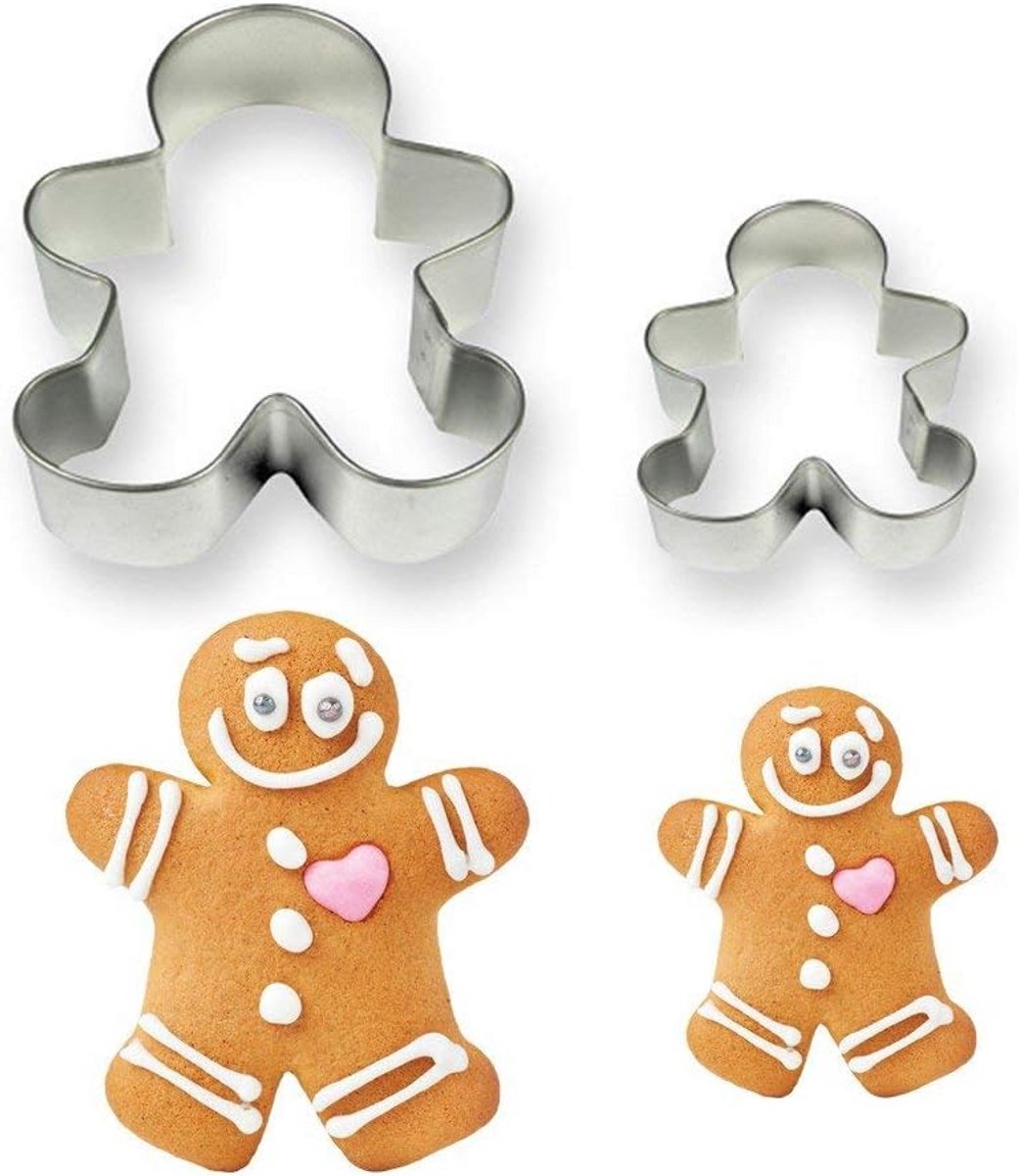 Gemberkoekje Man Uitsteekvormen Set van 2 - Klein en Groot - 9x2x7 cm