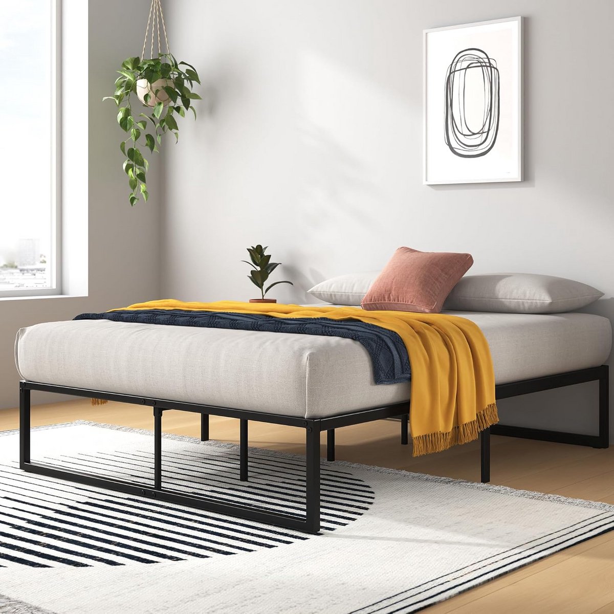 Metalen Bedframe 140 x 190 cm met Opbergruimte – 36 cm Hoog Design voor Elegante Slaapkame