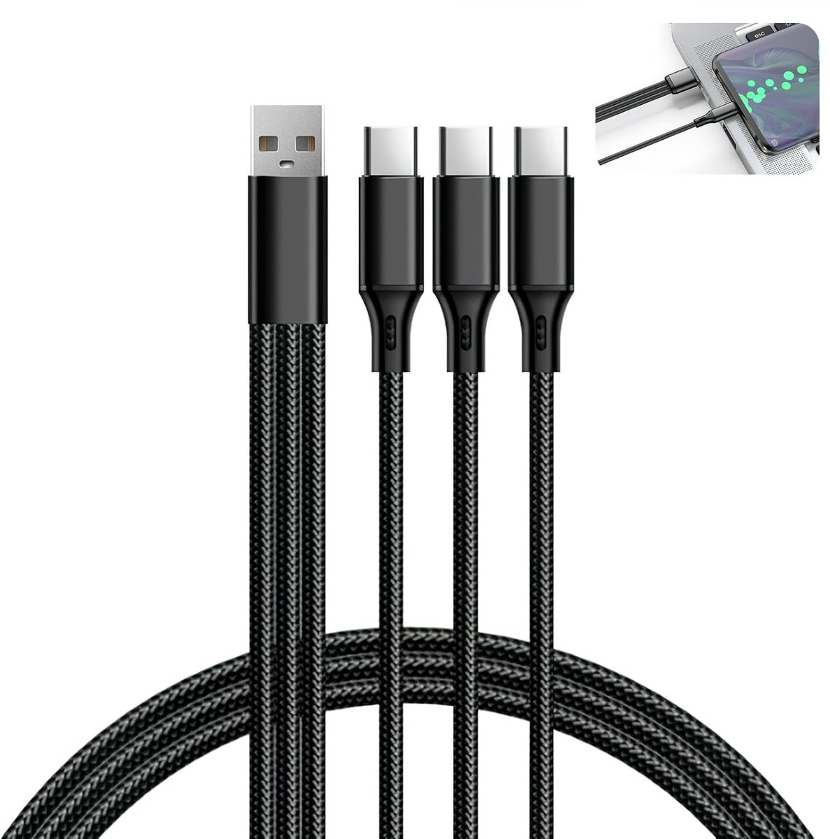 USB C Splitter Kabel - 3-in-1 Oplossing voor Snelladen en Gegevensoverdracht