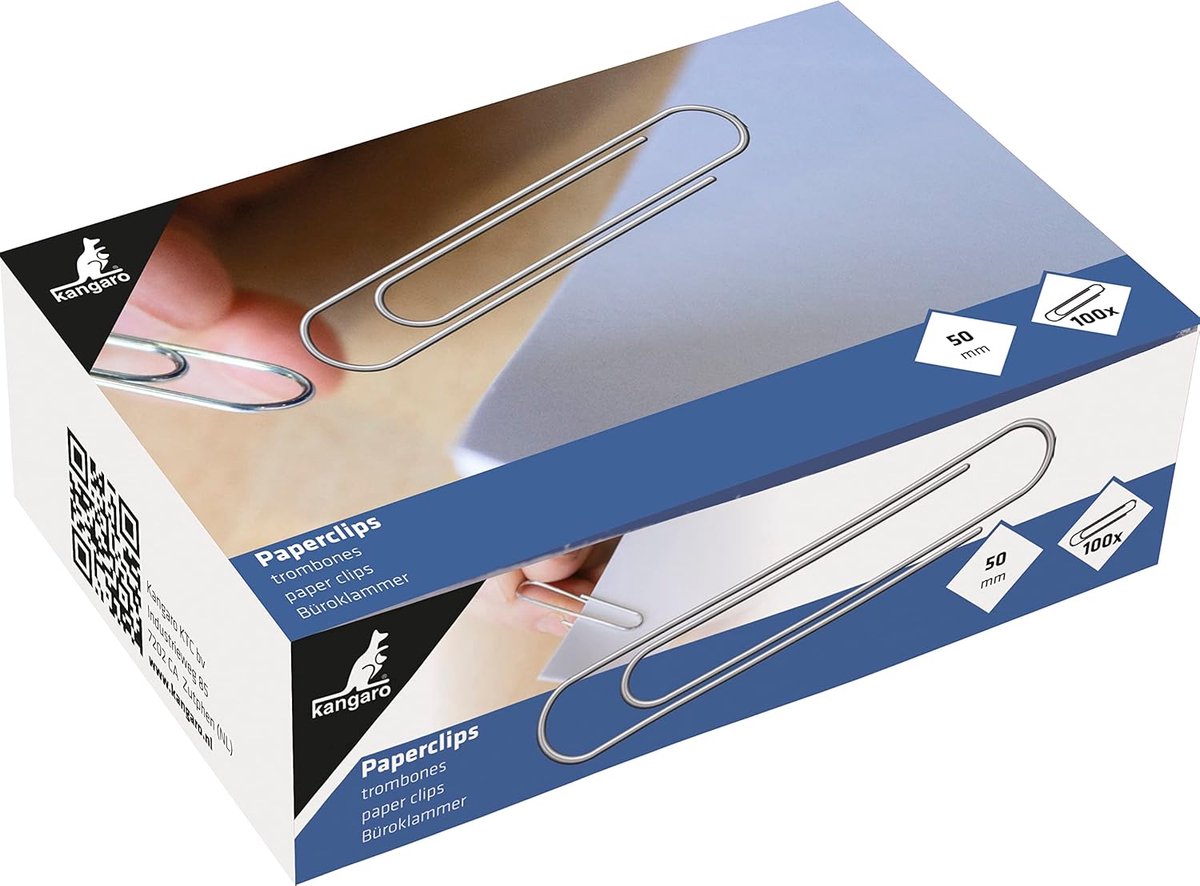 Briefclips 50 mm - Ronde Doos van 100 Stuks - Verzinkt