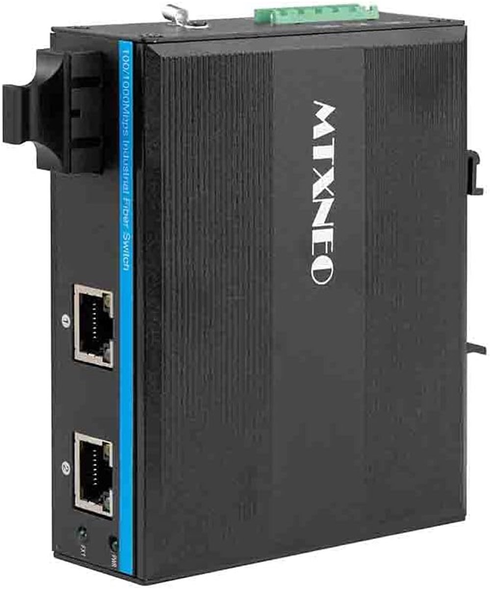Mini Industrie Gigabit Fiber Switch met 1 SC Fiberpoort en 2 UTP tot 20km